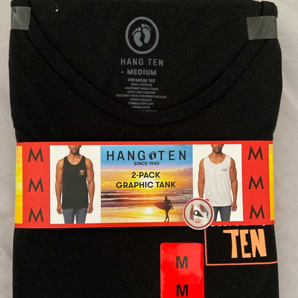 Hang Ten 2 Pack Tank Mens Sz Medium Black White New